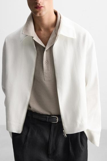 Zara 100% LINEN JACKET - White