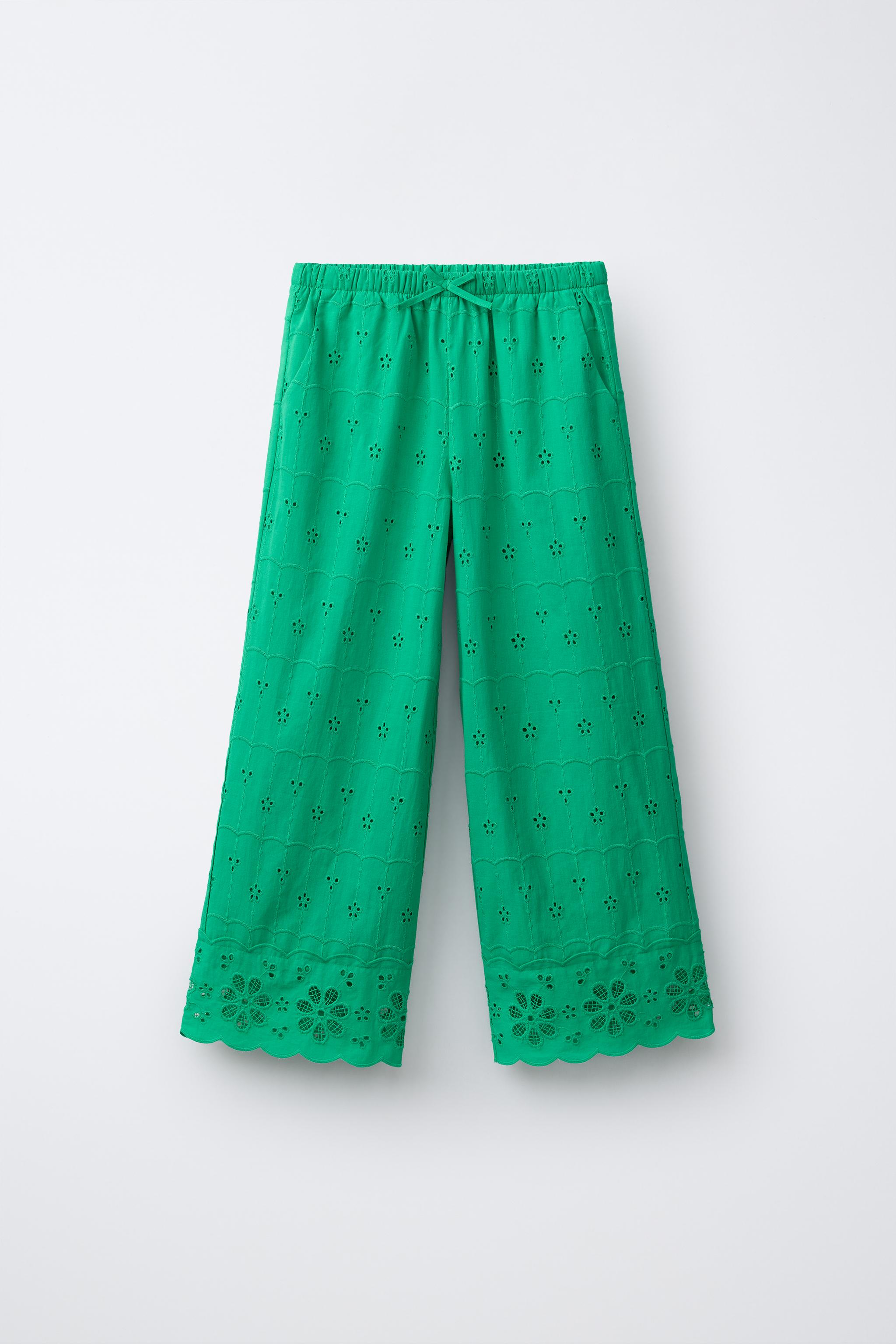 SCHIFFLY WIDE LEG PANTS - Green | ZARA United States