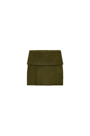 KNIT SKORT WITH TURN-UP WAIST - Grey green by Zara