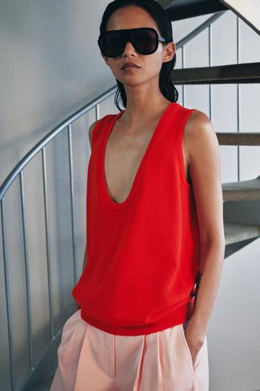 SLEEVELESS KNIT TOP - Red by Zara - Image 2