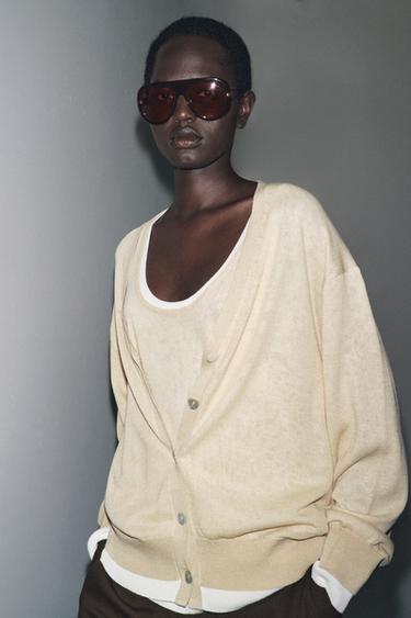 XHAKETË E THURUR ME RRATHË TË DYFISHTË - Ngjyrë rëre nga Zara