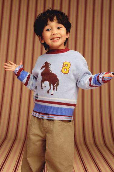 EMBROIDERED KNIT JUMPER - Light blue by Zara