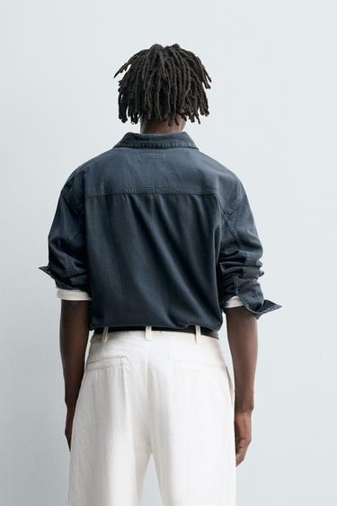 CHEMISE EN DENIM COULEUR - Bleu pétrole de Zara - Image 2