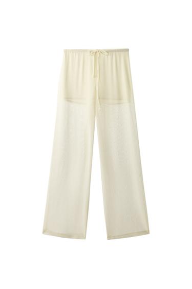 SEMI-SHEER FLOWING TROUSERS - Light yellow by Zara