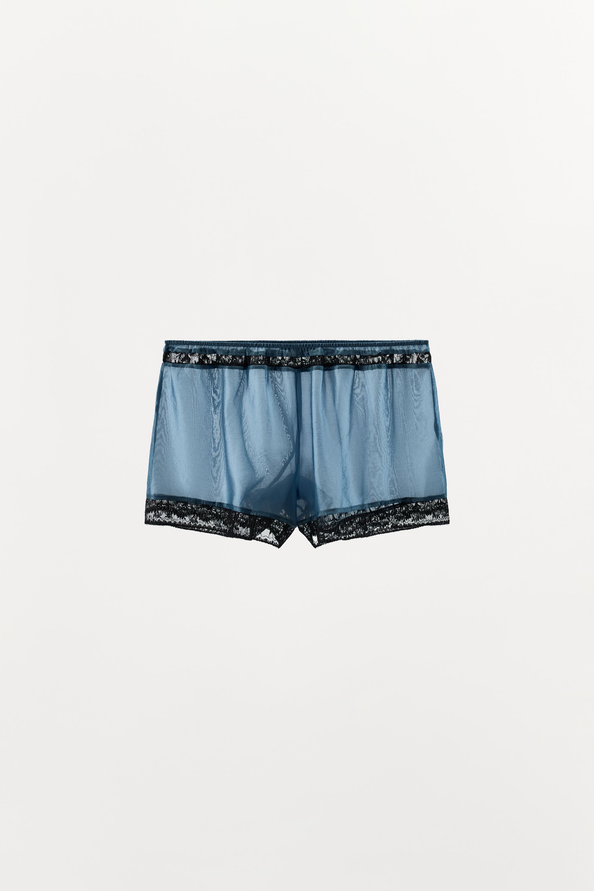 Женские шорты Zara CONTRAST LACE SHORTS — фото 7