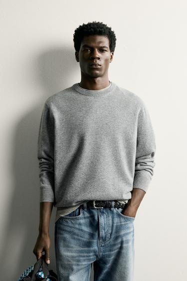 RELAXED FIT WOOL BLEND JUMPER - Grey marl by Zara