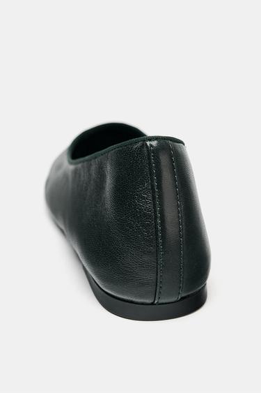 BALLERINES EN CUIR - Vert foncé de Zara - Image 4