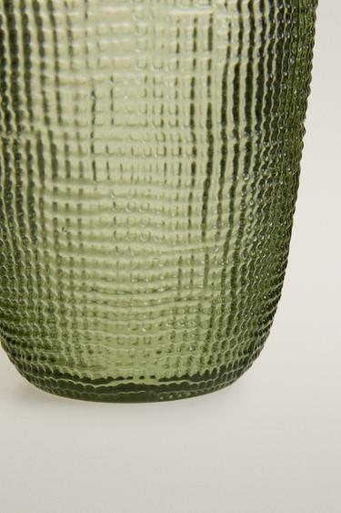 RAISED DESIGN GLASS TUMBLER - Green by Zara - Image 3
