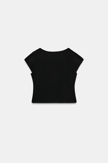 TOP COURT À OUVERTURE - Noir de Zara - Image 8