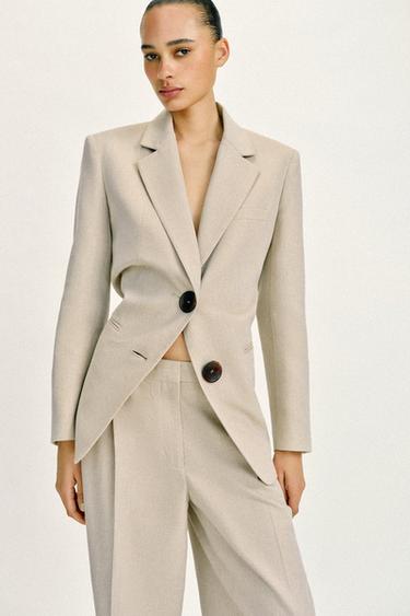 PANTALON DROIT À PINCES - Beige clair de Zara - Image 3