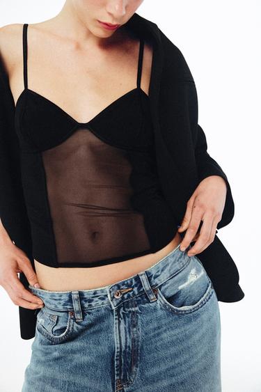 CORSÉ COMBINADO TUL - Negro de Zara