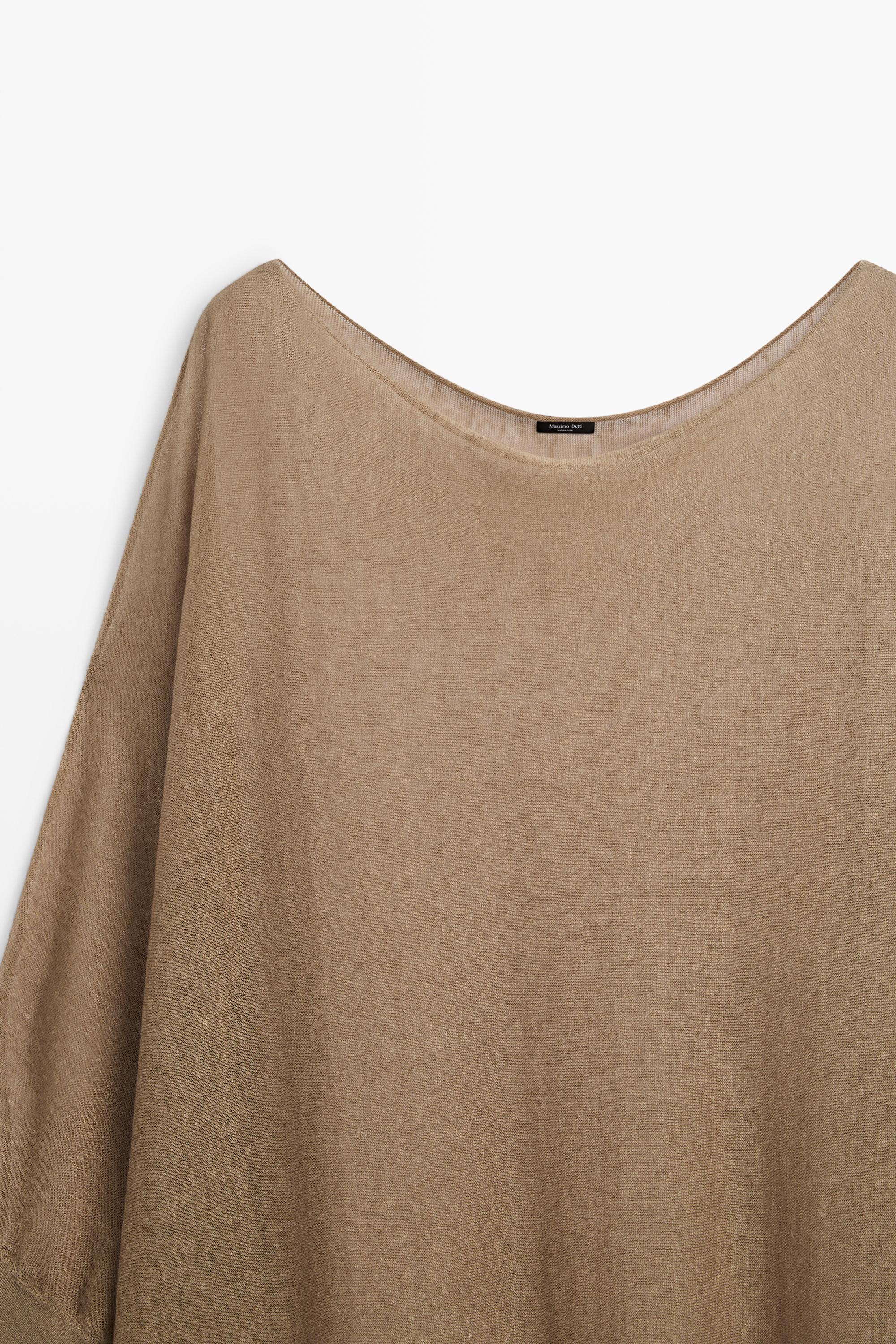 Linen blend flowing cape-style sweater — Mint Green