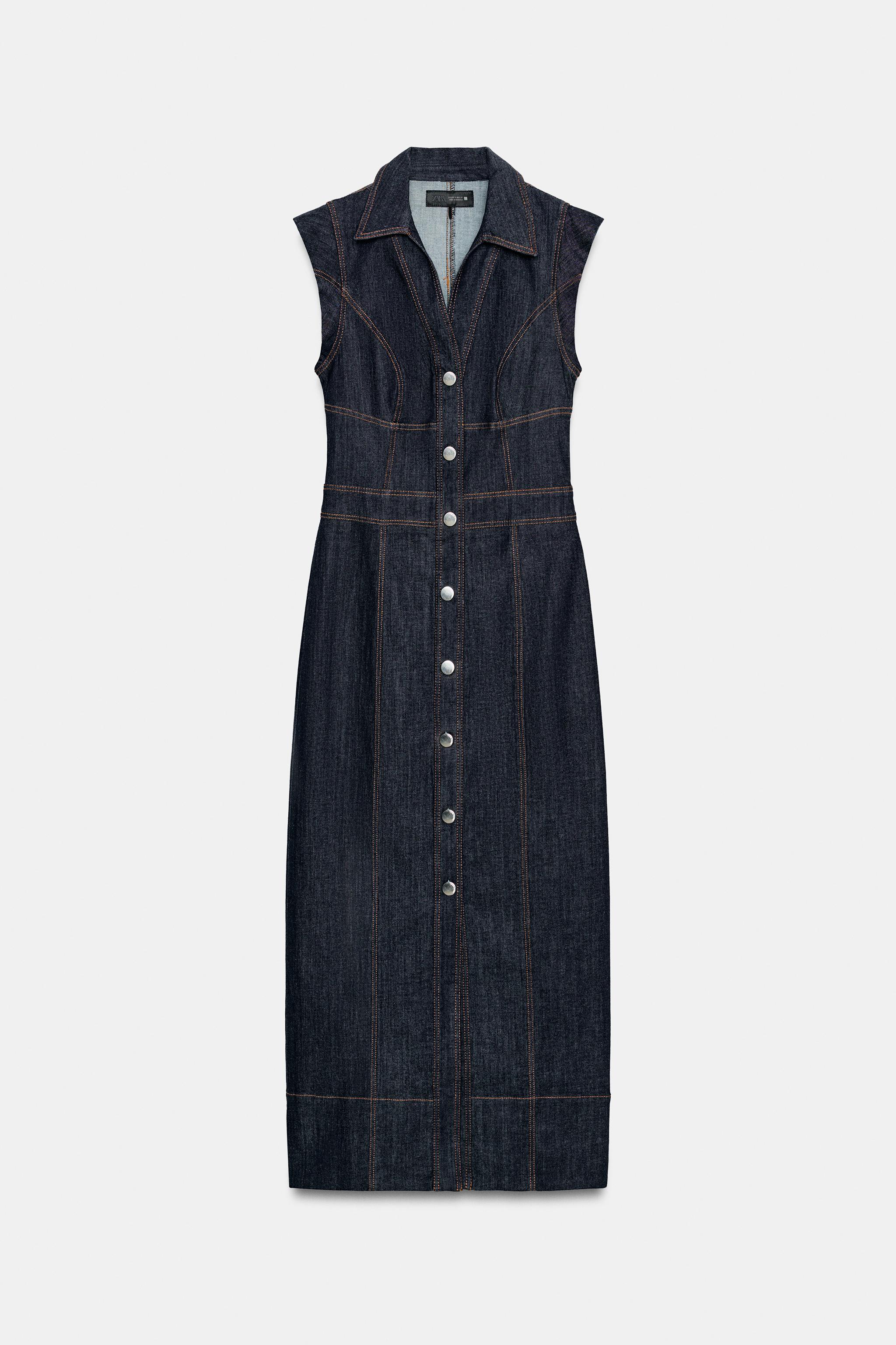Zara Z1975 MİDİ DENIM ELBİSE görsel 6