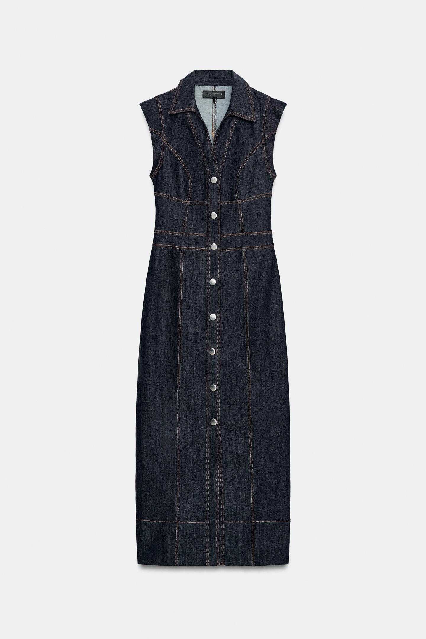 Женское платье Zara Z1975 MIDI Denim Dress, цвет: Индиго — фото 6