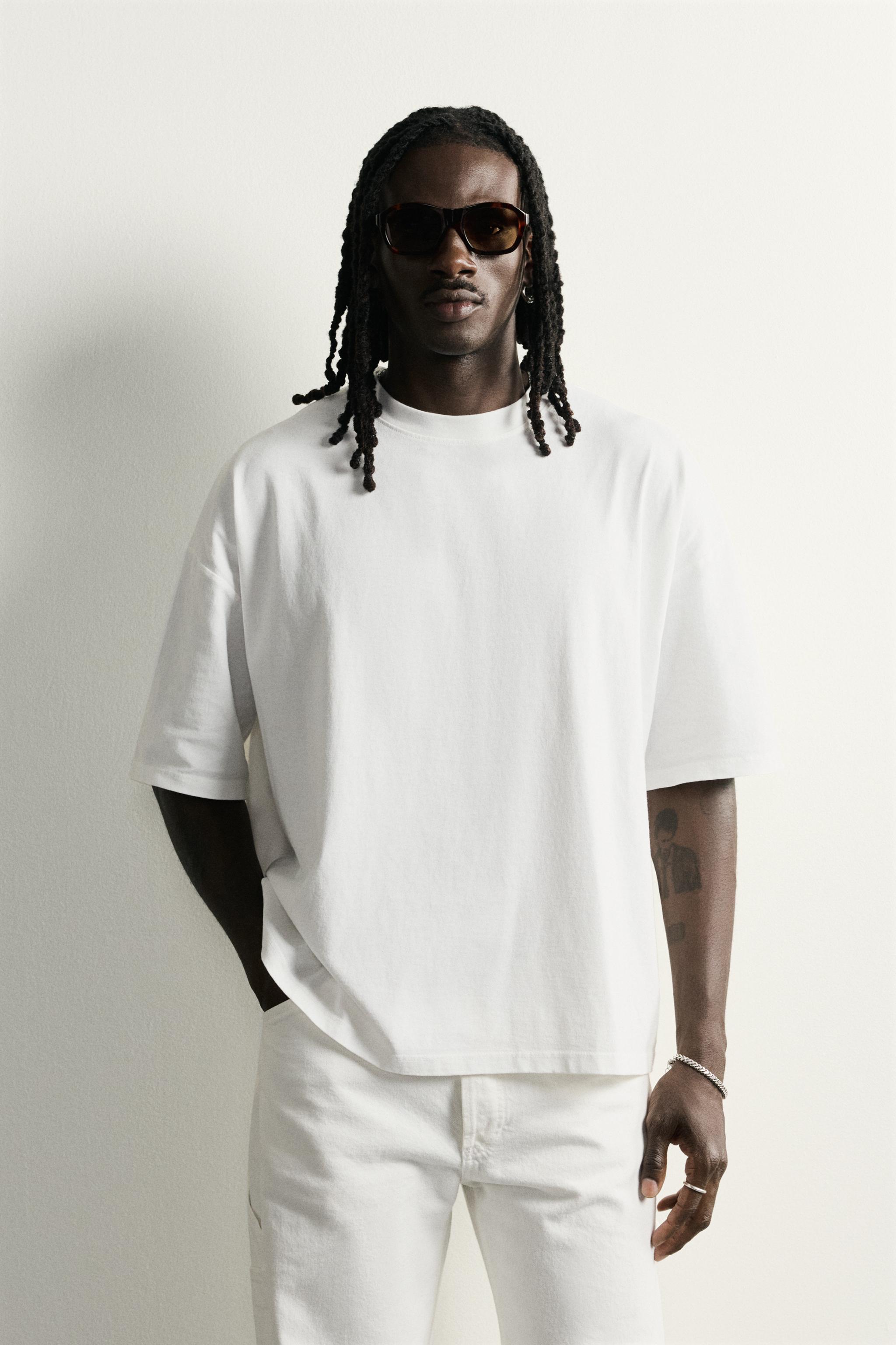 BASIC RELAXED FIT WASHED T-SHIRT — White