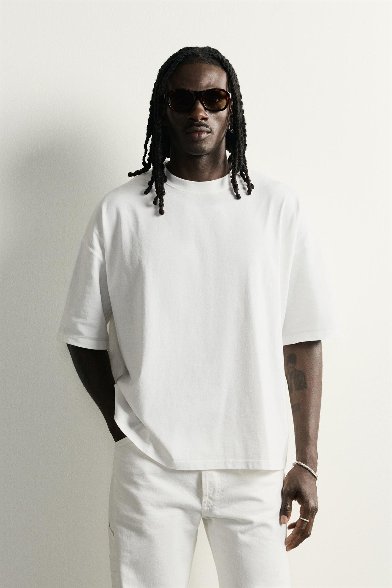BASIC RELAXED FIT WASHED T-SHIRT — White