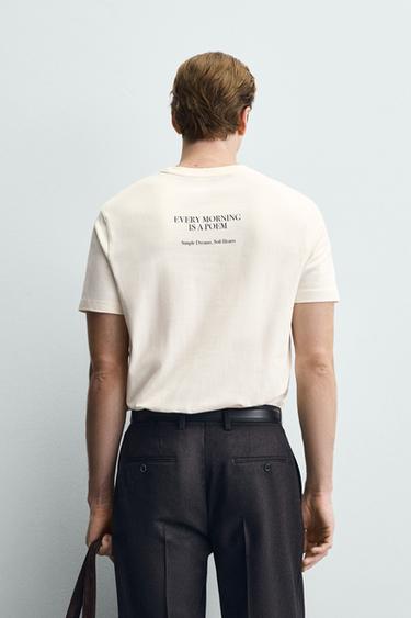 SLOGAN PRINT T-SHIRT - Ecru by Zara