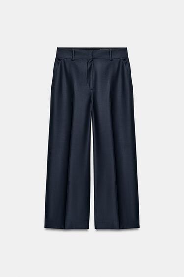 ZW COLLECTION WOOL BLEND PRESSED CREASE TROUSERS - Navy blue by Zara - Image 3
