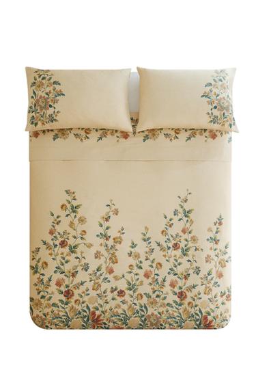 CAPA DE EDREDOM DE CETIM COM ESTAMPADO DE FLOR - Cru da Zara