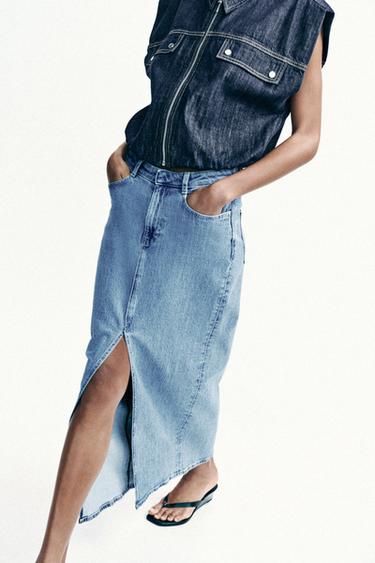 JUPE Z1975 MI-LONGUE EN JEAN À OUVERTURE - Bleu moyen de Zara - Image 5