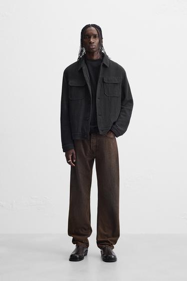 Zara TEXTURED OVERSHIRT - Navy blue - Image 0