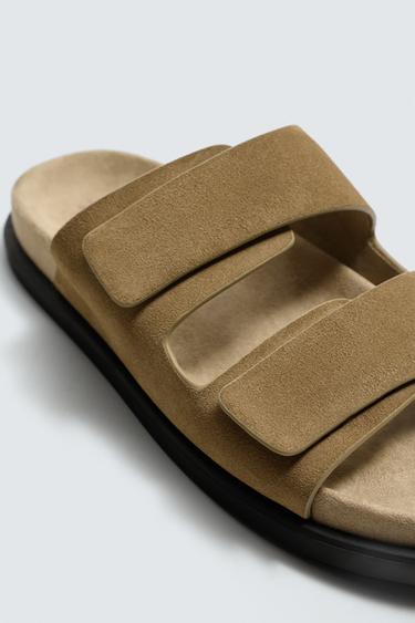 SANDALES EN CUIR DOUBLE BRIDE - Beige de Zara - Image 5