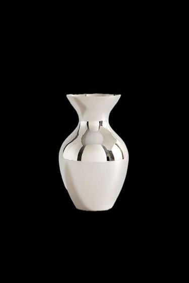 SMALL BRASS VASE - Silver by Zara