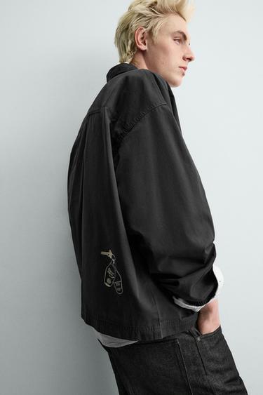 POLO À ZIP BRODÉ - Gris / Bleu de Zara - Image 6