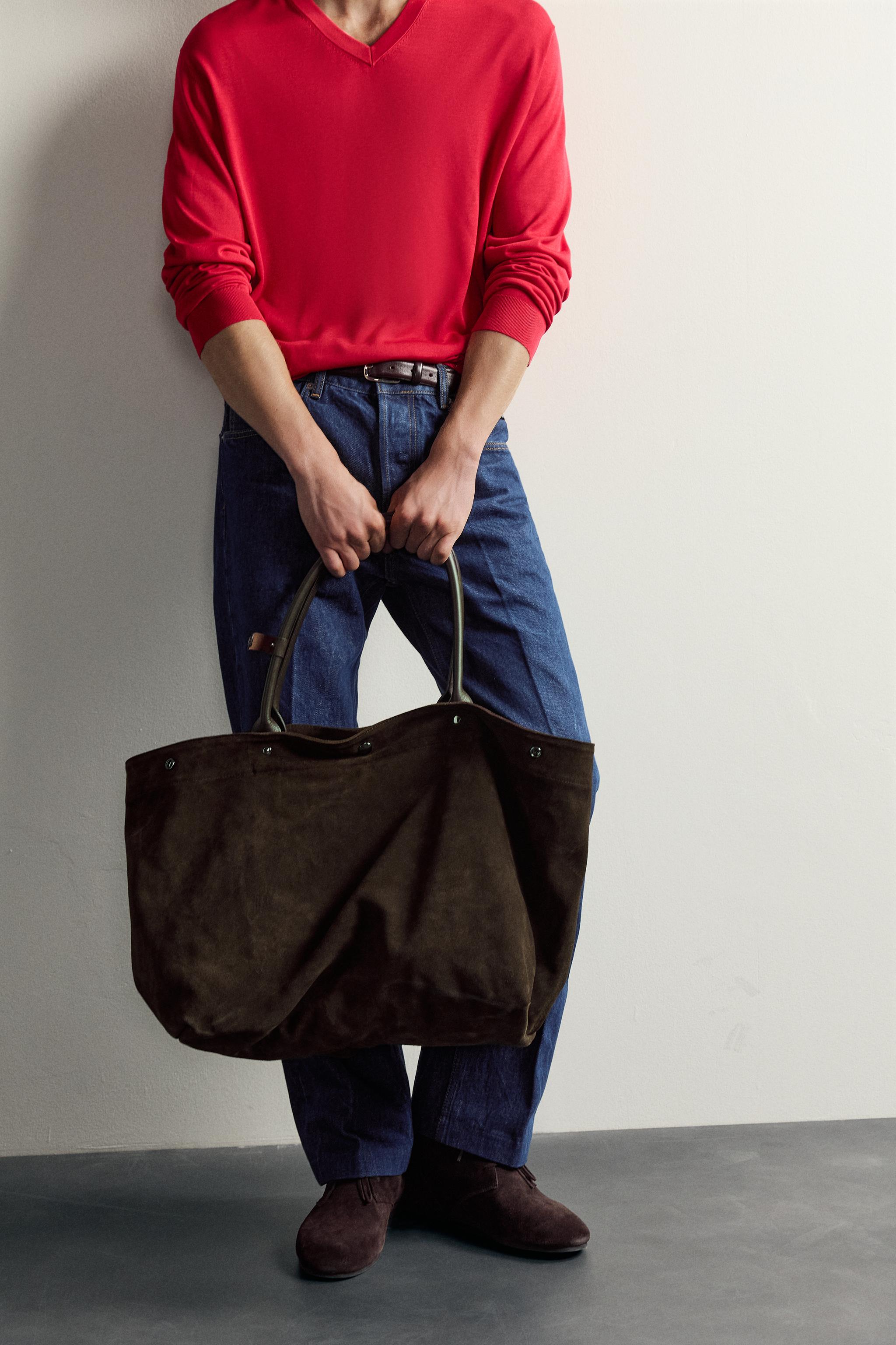 AARON LEVINE X ZARA LEATHER SHOPPER BAG - Brown | ZARA United States