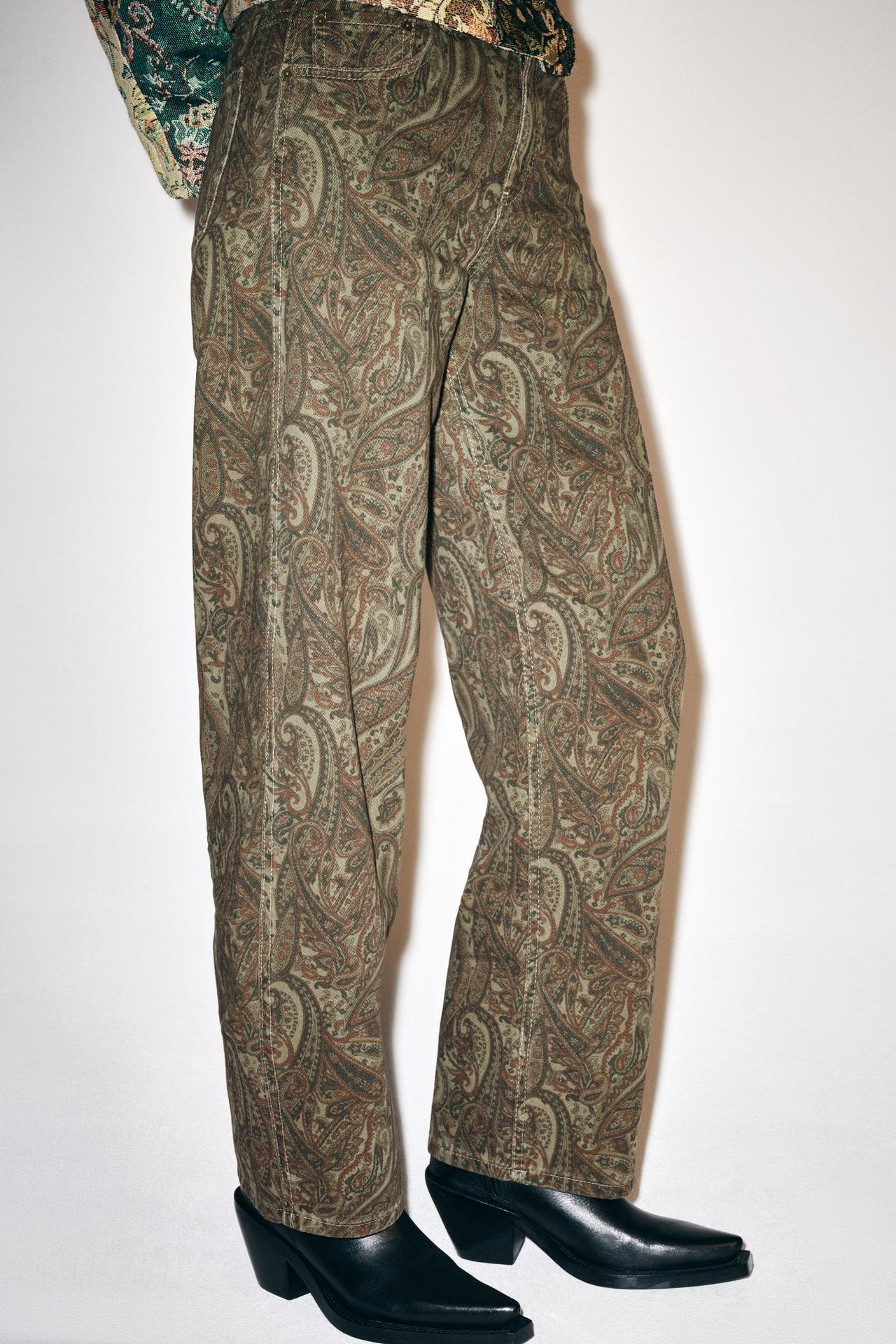 ZW COLLECTION MID-RISE CURVED STRAIGHT JEANS — Khaki