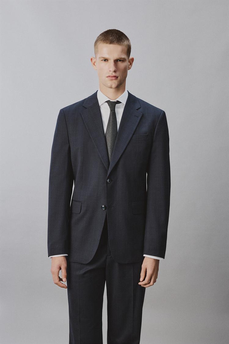 ZARA REGULAR FIT CHECK SUIT BLAZER