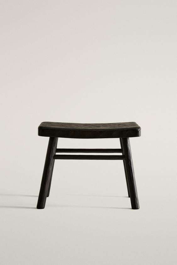 Zara MINI HAMMERED WOOD STOOL - Dark brown - Image 0