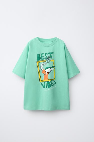 PRINTED T-SHIRT - Mid-turquoise by Zara
