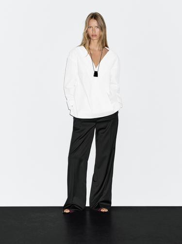 Zara 100% cotton surplice blouse - White - Image 0