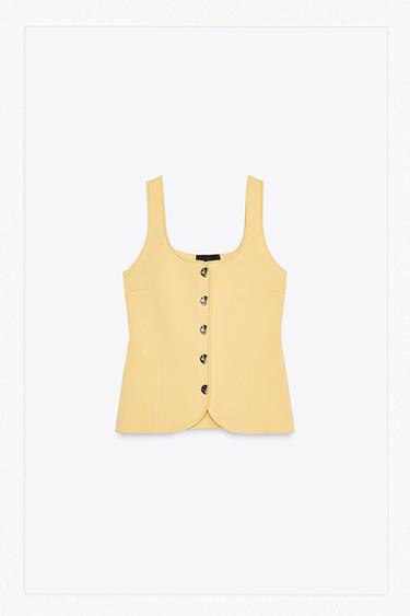 TOP PUNTO BOTONES METÁLICOS - Amarillo de Zara