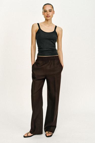 ЗЫҒЫР МАТАСЫНАН ТІК БАЛАҚ ШАЛБАР - Қара қоңыр Zara компаниясынан