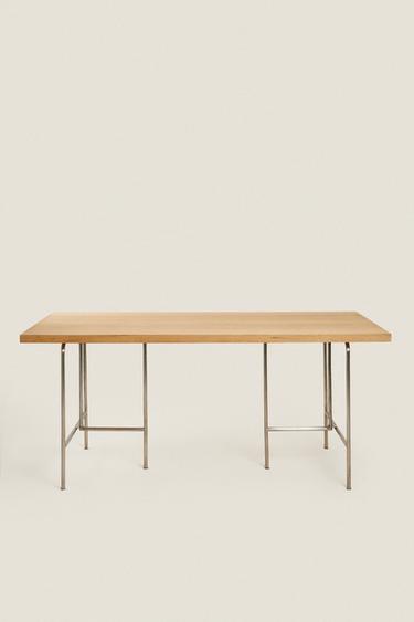 WOOD AND METAL OFFICE DESK - Matte silver by Zara