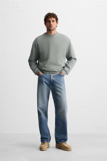 PADDED TEXTURED SWEATSHIRT - Dark green by Zara