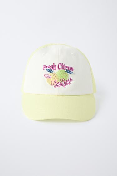 CASQUETTE EN RÉSILLE AVEC PIÈCE BRODÉE - Citron vert de Zara