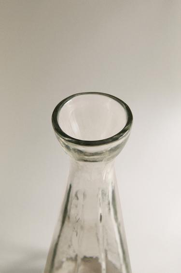 FACETED NARROW GLASS VASE - Greenish by Zara - Image 2
