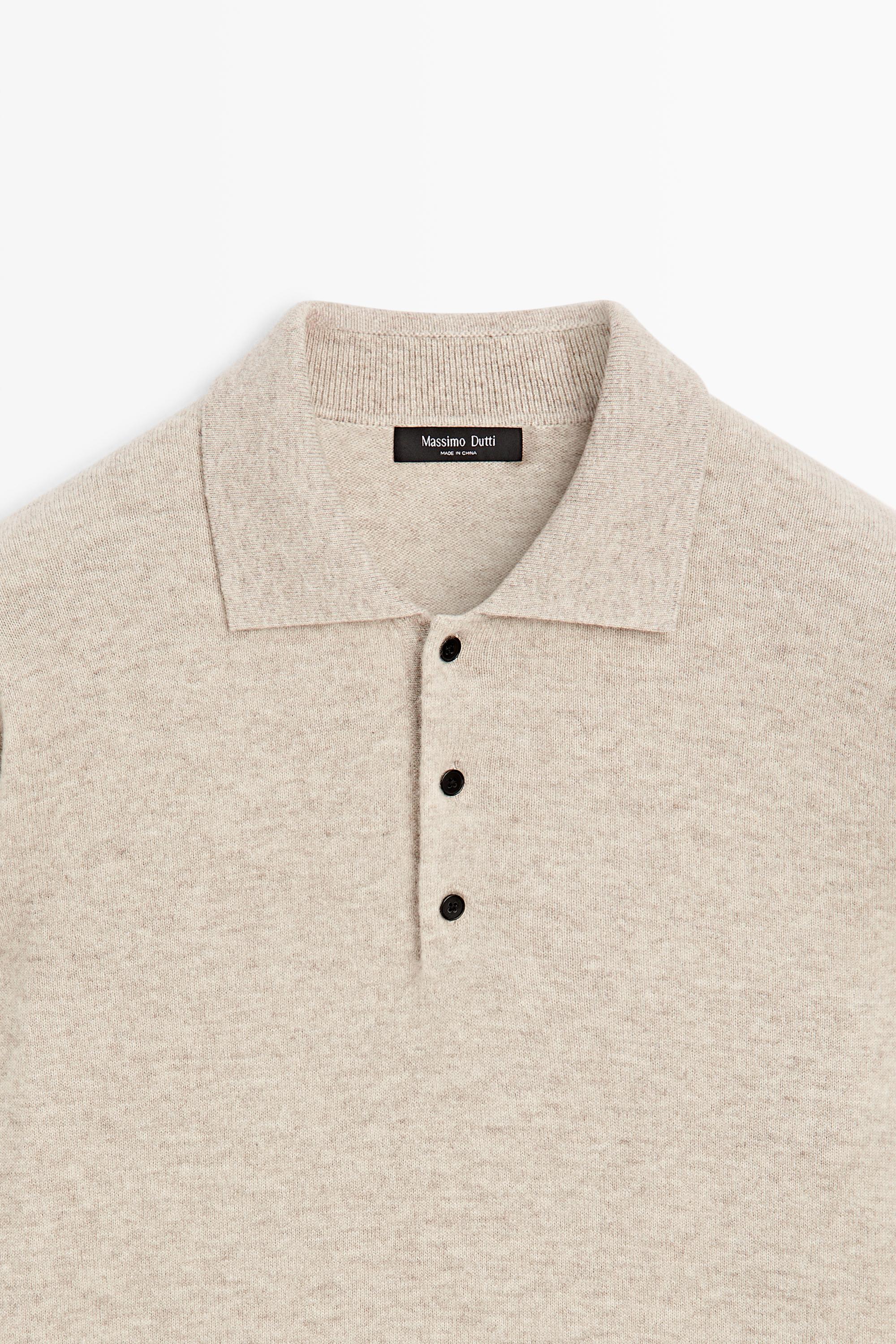 Wool cashmere blend polo sweater