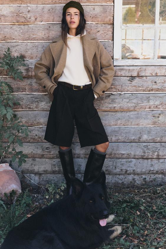LONG PLEATED BERMUDA SHORTS - Black by Zara - Image 0
