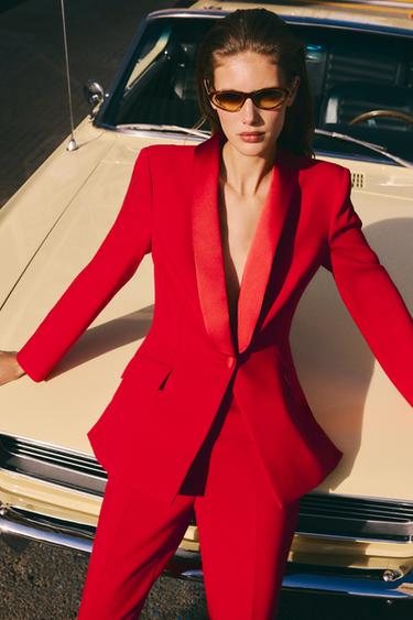 PANTALÓN FLARE SMOKING - Rojo de Zara