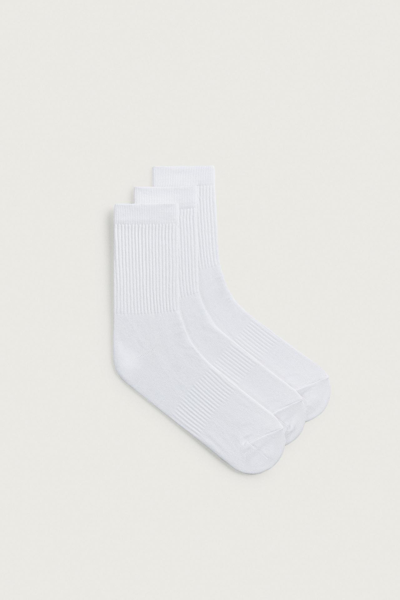 BASIC RIBBED SOCKS 3-PACK — White