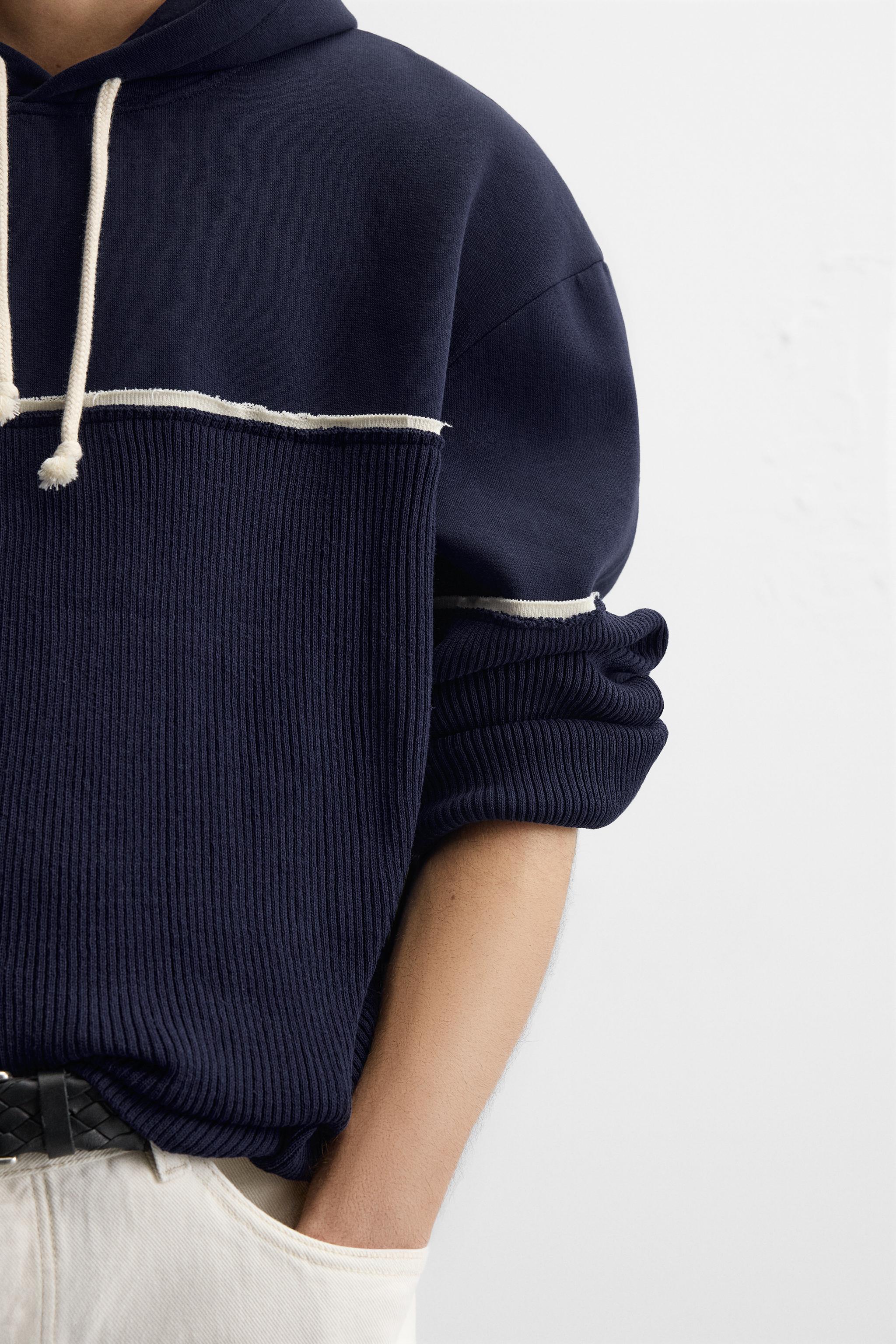 CONTRAST RELAXED FIT SWEATSHIRT - Navy blue | ZARA United States