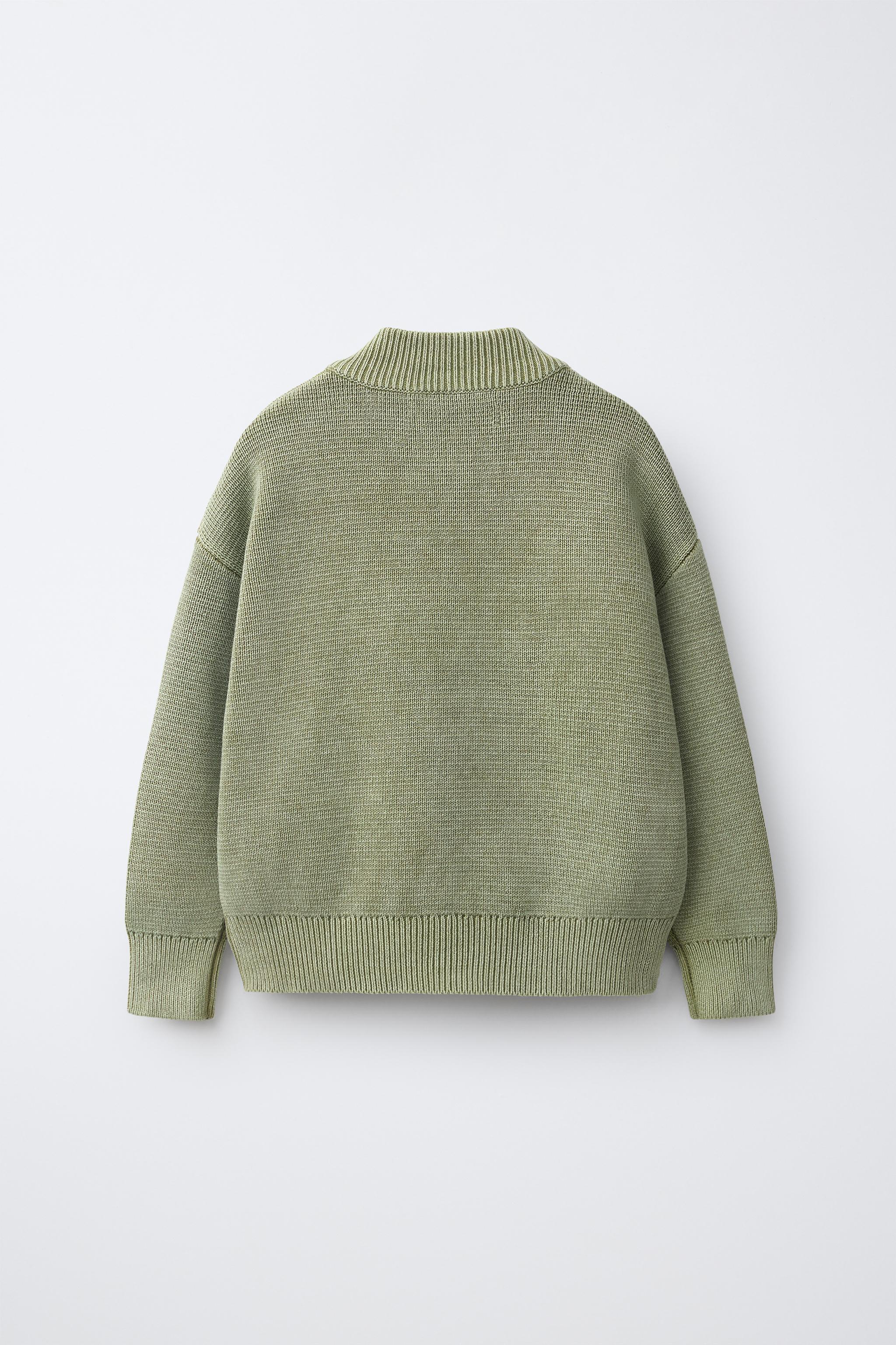 ACID WASH KNIT CARDIGAN — Washed green