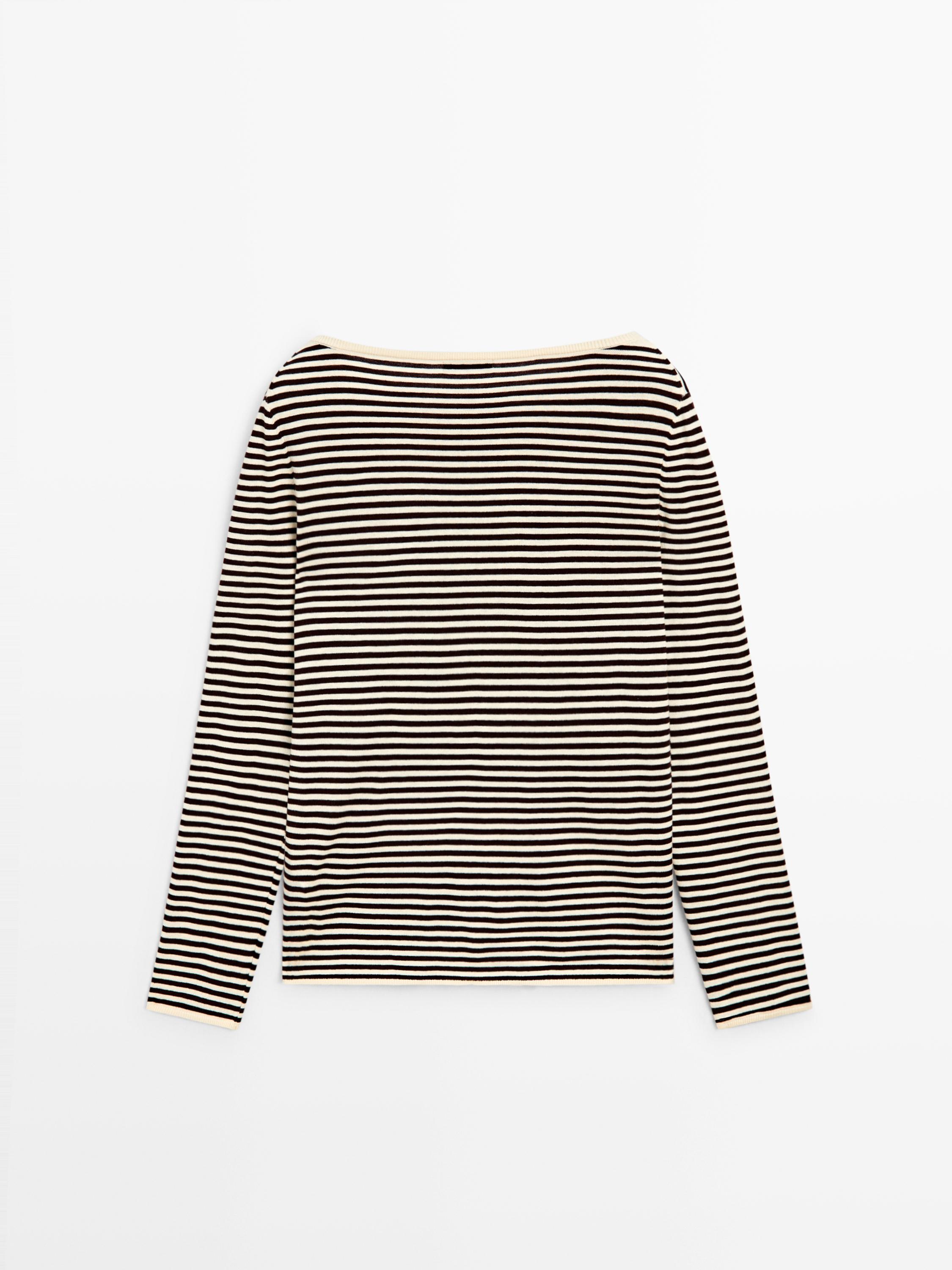 Striped long sleeve knit sweater