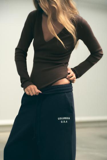 БОДИ С V-ОБРАЗНЫМ ВЫРЕЗОМ И ДЕТАЛЯМИ В РУБЧИК — КОРИЧНЕВЫЙ от Zara