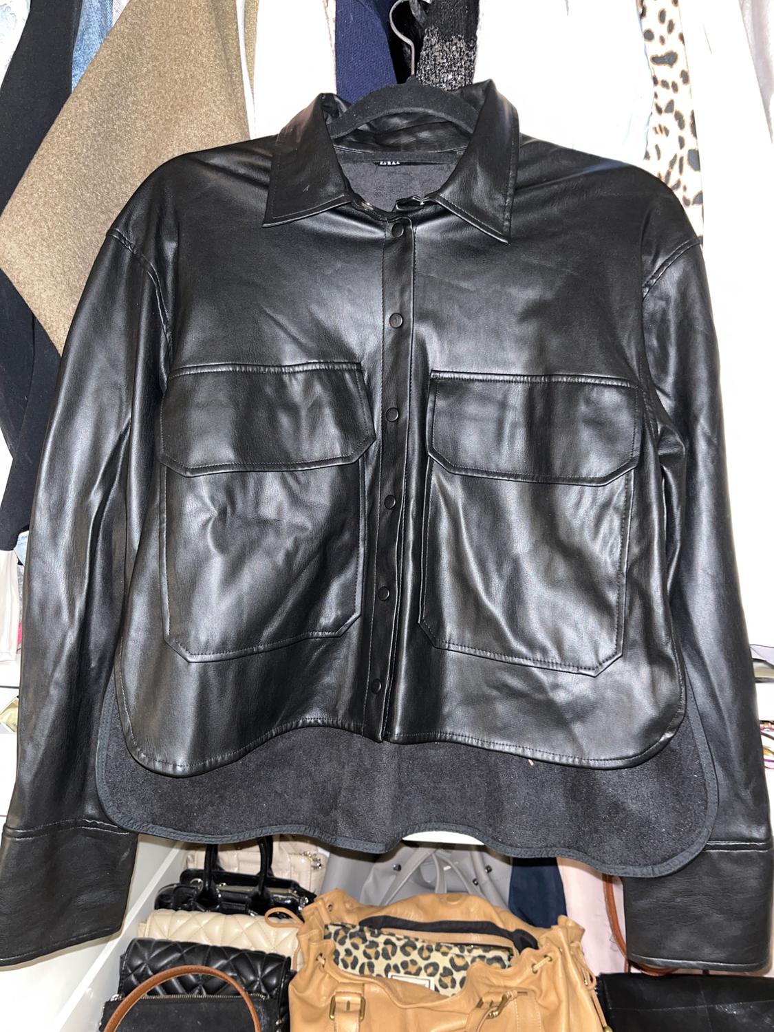 FAUX LEATHER SHIRT WITH POCKETS