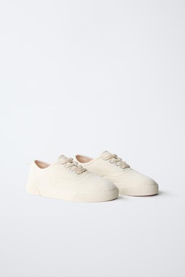 CASUAL LACE-UP SNEAKERS - White by Zara - Image 1